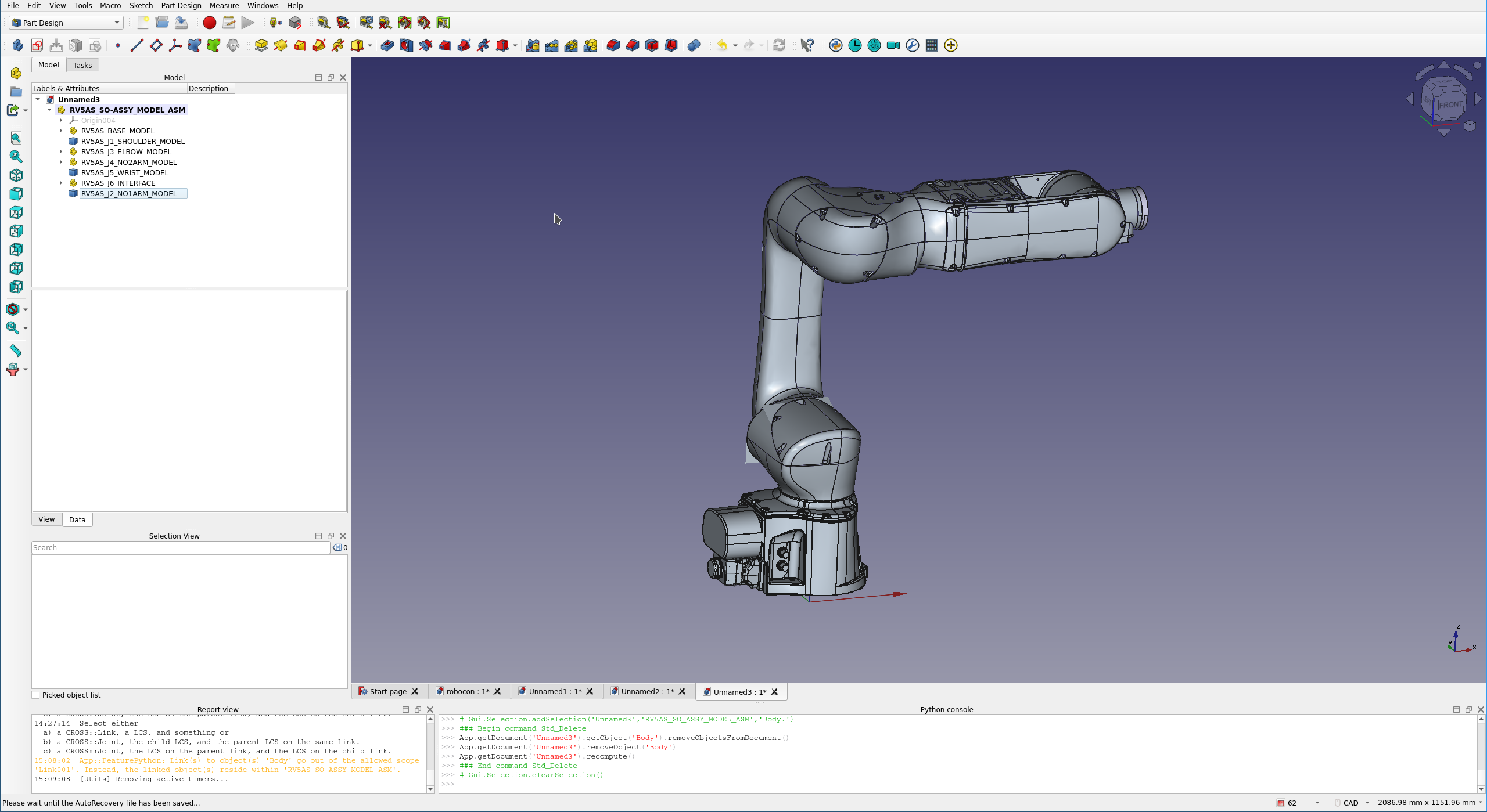 Mitsubishi's RV-5AS in FreeCAD