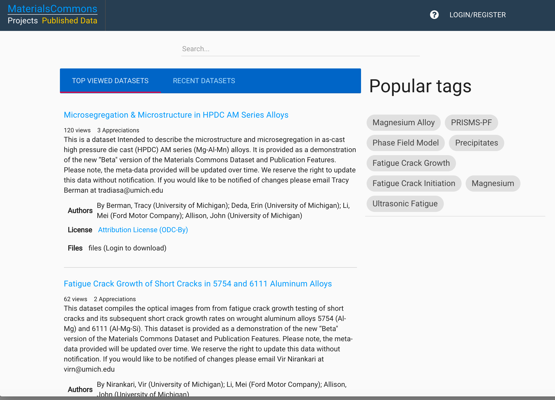 Public data Page screenshot